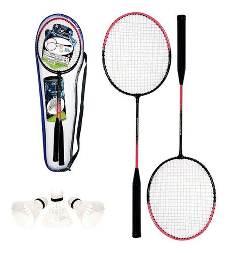Kit Badminton Com 02 Raquetes E 03 Peteca E Bolsa Esporte