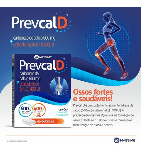 Kit x2 Prevcal D Massime 600mg Calcio 400ui Vit D com 60 Cpr Sem Sabor