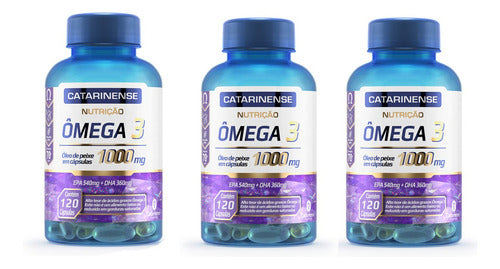 Kit 3 Potes Ômega 3 Catarinense 1000mg 120 Caps