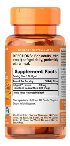 Puritan's Pride Luteína 20 Mg Com Zeaxantina 120 Softgels