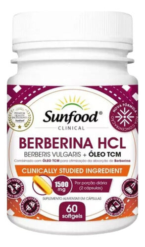 Berberina Hcl + Oleo Tcm 1500mg Softgel Sunfood Sabor Sem Sabor