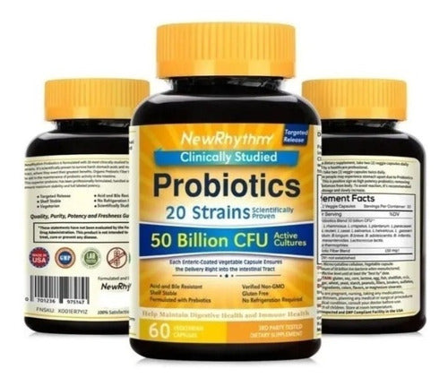 New Rhythm- Probiótico 50 Bilhõescfu 60 Caps Vegetariana-eua