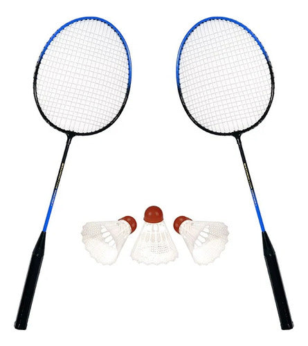1 Kit Badminton Esporte Bag Raquetes Petecas Verão Presente