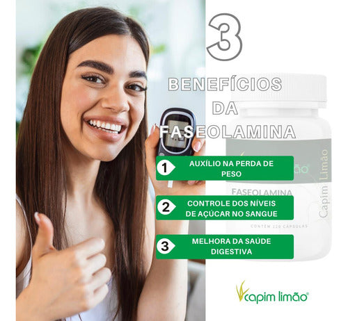 Faseolamina 500mg 120cápsulas Capim Limão Nutricional. Sabor Sem sabor