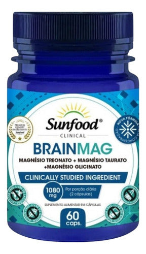 Brainmag 1080mg 60caps Magnésio + Glicinato Suplemento Sunfood