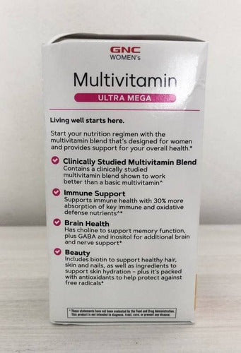 Gnc Ultra Mega Womens Multivitamínico 180tablets SEM SABOR