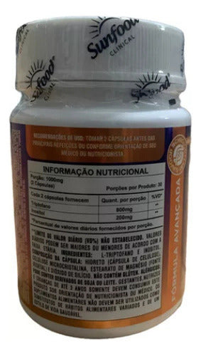 L Triptófano + Inositol 1000mg 60 Cápsulas Sunfood Sabor Sem Sabor