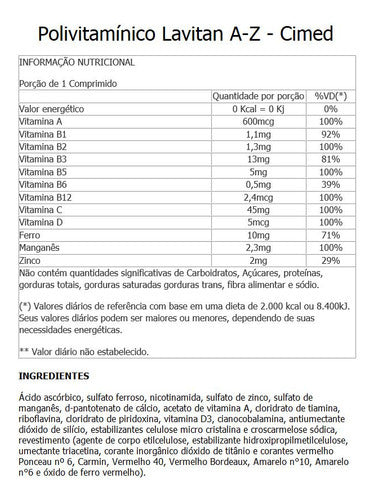 3 Frascos Multivitamínico A Z Lavitan Homem C/ 60 Cps Top
