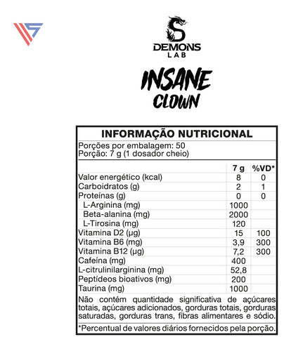 Pré-treino Insane Clown Pote 350g Demons Lab Sour Strips