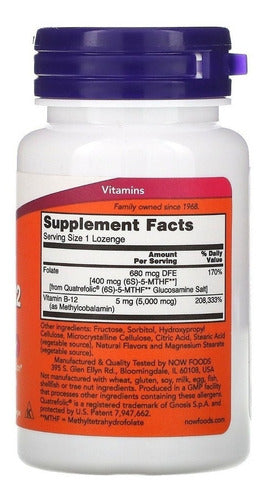 Methyl B12 Metilcobalamina 5000mcg 60 Caps Sublingual - Now Sabor Without flavor