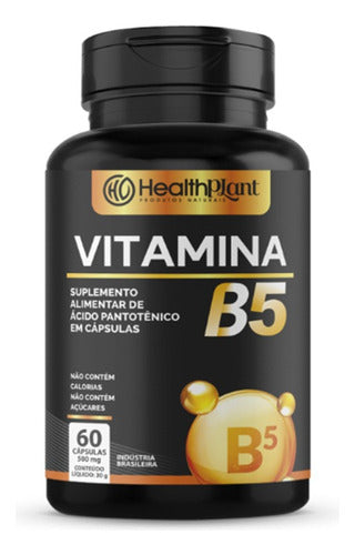 Health Plant Vitamina B5 60 Cápsulas de 500mg Ácido Pantotênico B5 Sem Sabor