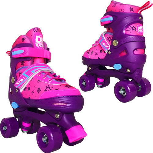 Patins Infantil Roller 4 Rodas Ajustável Com Kit De Proteção