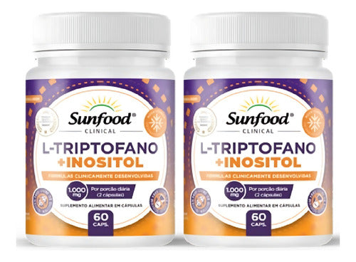 L Triptófano + Inositol 1000mg 60 Cápsulas Sunfood Sabor Sem Sabor