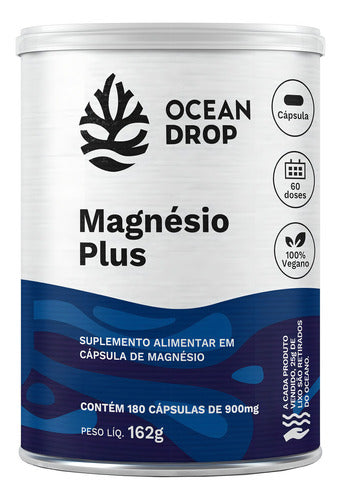 Magnésio Plus 180 Cápsulas 900mg - Ocean Drop Sabor Sem sabor
