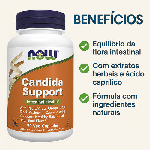 Candida Manutenção Now Foods 90veg Caps Sabor Sem sabor