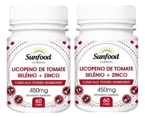 Kit 2 Un Licopeno De Tomate Selênio + Zinco 500mg - Sunfood Sabor Sem Sabor