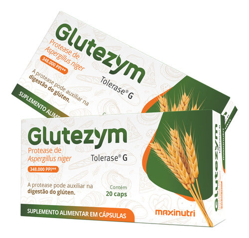 2 Glutezym Auxilia Intolerância Ao Glúten 20 Cáps Maxinutri Sabor Sem Sabor