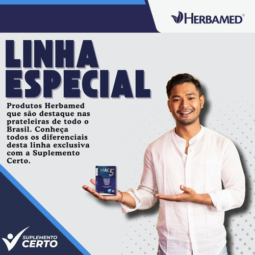 Mag Plus 5 60 Caps 550mg Magnésio Dimalato Quelato Herbamed Sabor Sem sabor