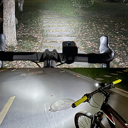 Farol Para Bike 2 Led Cree T6 Recarregável Usb Com Medidor