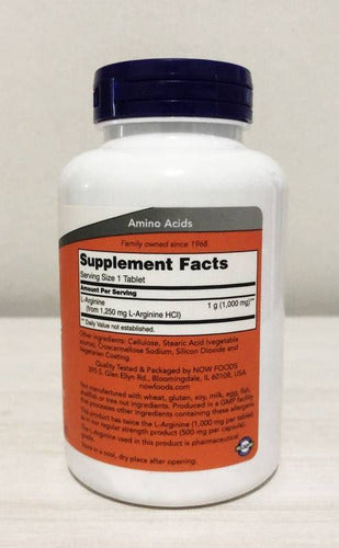 L-arginine 1000mg 120 Tabs Arginina Força Dupla - Now Foods