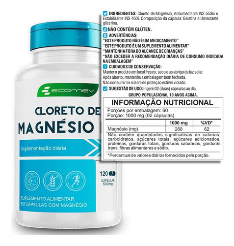 Suplemento Em Cápsulas Cloreto P.A 500mg 120cáps Ecomev Sabor Sem Sabor