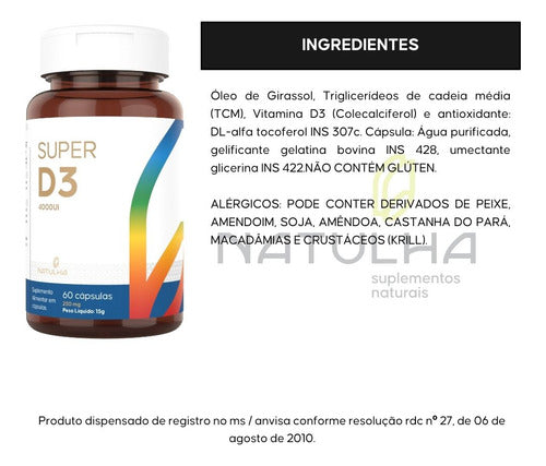 Super Vitamina D3 4000ui 60 Cápsulas - Natulha