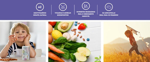 Alpha Kids Puravida, Multivitamínico Kids Premium, 150 Caps Sabor Neutro