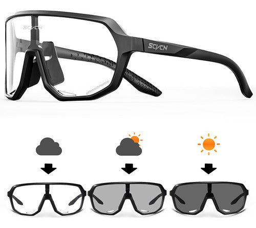 Óculos De Sol Ciclismo Bike Esportes Fotocromático Uv400 Armação Preto