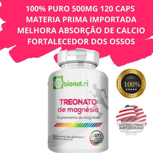 Kit 3 Uni Magnesio L Treonato 500mg Puro Premium 360 Cáps Bionutri