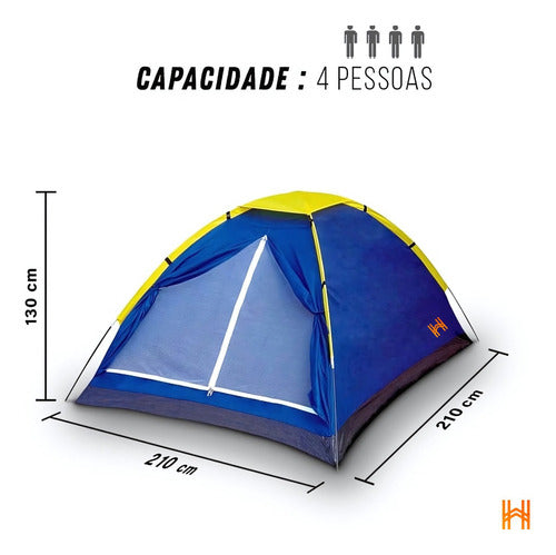 Barraca Tenda Camping Iglu 4 Pessoas Azul Completa C/ Bolsa