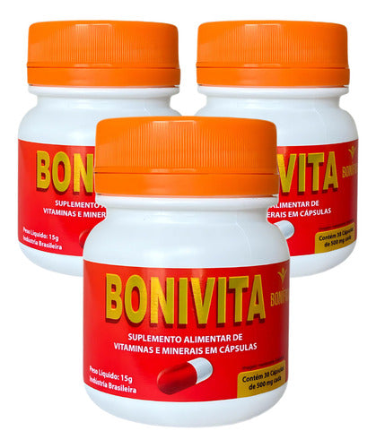 Kit 3 Potes Bonivita Suplemento Alimenticio Natural com 30 Cápsulas Cada