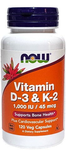 Vitamina D3 K2 Now Foods Concentrado 1000 Ui 120 C Sabor Natural