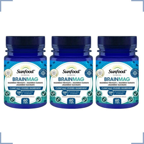 Brainmag 1080mg 60caps Magnésio + Glicinato Suplemento Sunfood