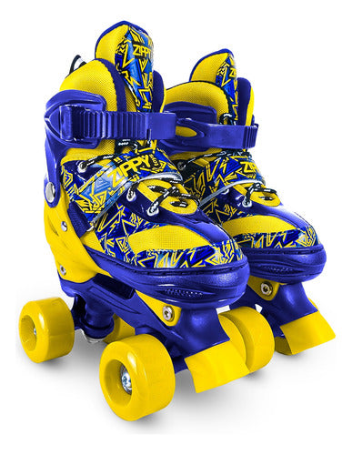 Patins Roller Infantil Quad Amarelo Azul Meninos Zippy Toys