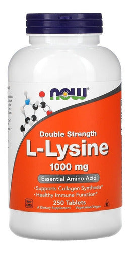 Lisina Now Foods 1000 Mg Lysine 250 Tabletes Sabor Sem sabor