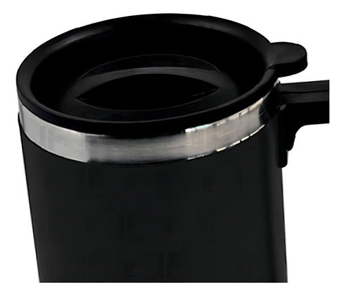 Caneca Copo Térmico Inox Com Tampa 400 Ml Linha Premium Cor Preto Preto