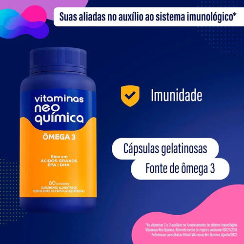 Kit Com 6 Vitaminas Ômega 3 Com 60 Cápsulas - Neo Química Sabor Sem sabor