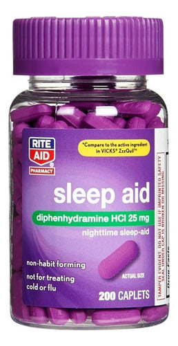 Rite Aid Auxiliar De Noturno 25 Mg - 200 Capsulas - Usa