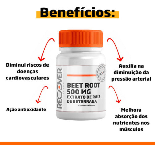 Beet Root 500mg - Extrato De Raiz De Beterraba - 120 Doses Sabor Without Flavor