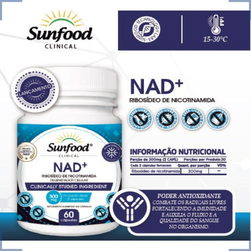 Nad+ ribosideo de nicotinamida 300mg 60 capsulas sunfood