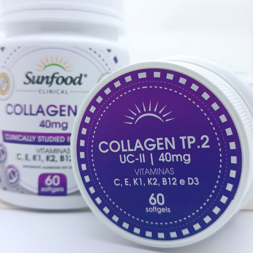 Collagen Colágeno Tipo 2 + Vitaminas 60 Capsulas Sunfood Clinical Sem sabor