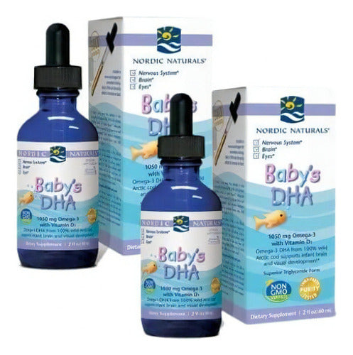 Nordic Naturals Baby's DHA, sem sabor - 1050 mg Ômega-3 + 300 UI de vitamina D3 - apoia o desenvolvimento do cérebro, da visão e do sistema nervoso em bebês