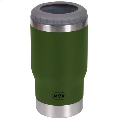 Copo Térmico 420ml Abridor De Cerveja Aço Inox Premium Verde