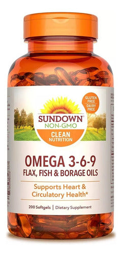 Sundown Omega 3-6-9 Flax, Fish & Borage Oils - 200 Softgels