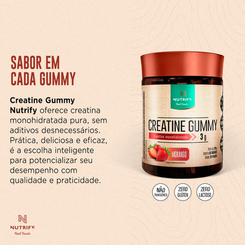 Creatina Monohidrata Creatine Gummy Nutrify Morango 60 unidades