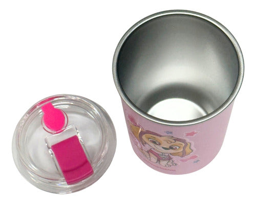 Copo Inox C/ Canudo E Tampa 300ml Patrulha Canina Skye - Zc
