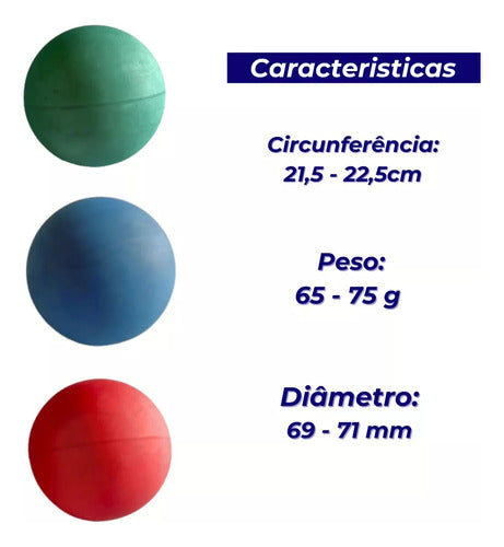 Bola Frescobol N° 3 Borracha Bolinha Kit Com 6 Unidades
