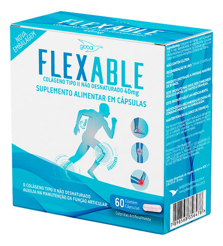 Global Suplementos Colágeno Tipo Il Não Desnaturado 60caps Flexable Sem Sabor