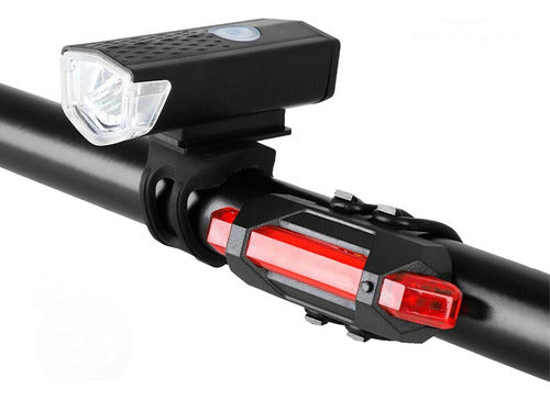 Kit 2 Farol Bike Frontal + 2 Pisca Traseiro Usb Recarregável