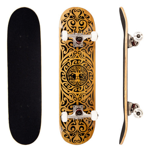 Skate Street Completo Montado Profissional PRO-II Maple Maori Wood 120KG Life Dreams